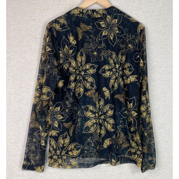 Jane & Delancey Womens Whimsigoth Button Up Top Size L Butterfly Mesh Grunge - Picture 10 of 13